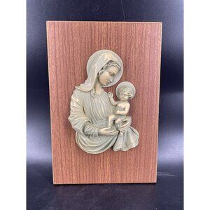 Vintage MCM WG Kauders Germany Mary Jesus Wall Plaque wood